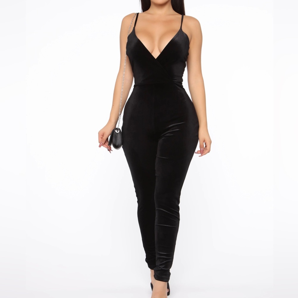 Black Velvet Jumpsuit. NWT